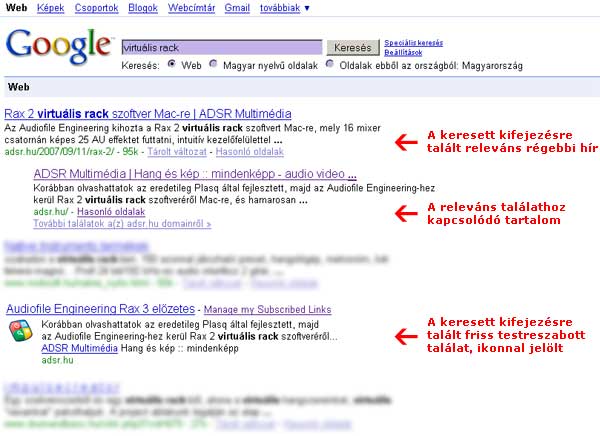 adsr.hu Google testreszabott keresési találat minta