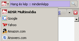 Példa adsr.hu keresőplugin-re Mozilla Firefox böngészőben