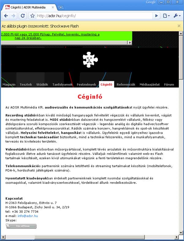 Google Chrome Adobe Flash crash info